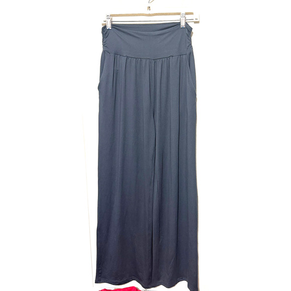 NWT TARSE Women's Wide Leg Yoga Lounge Pants Pockets Grey Harem sz Large comfort - Picture 1 of 10